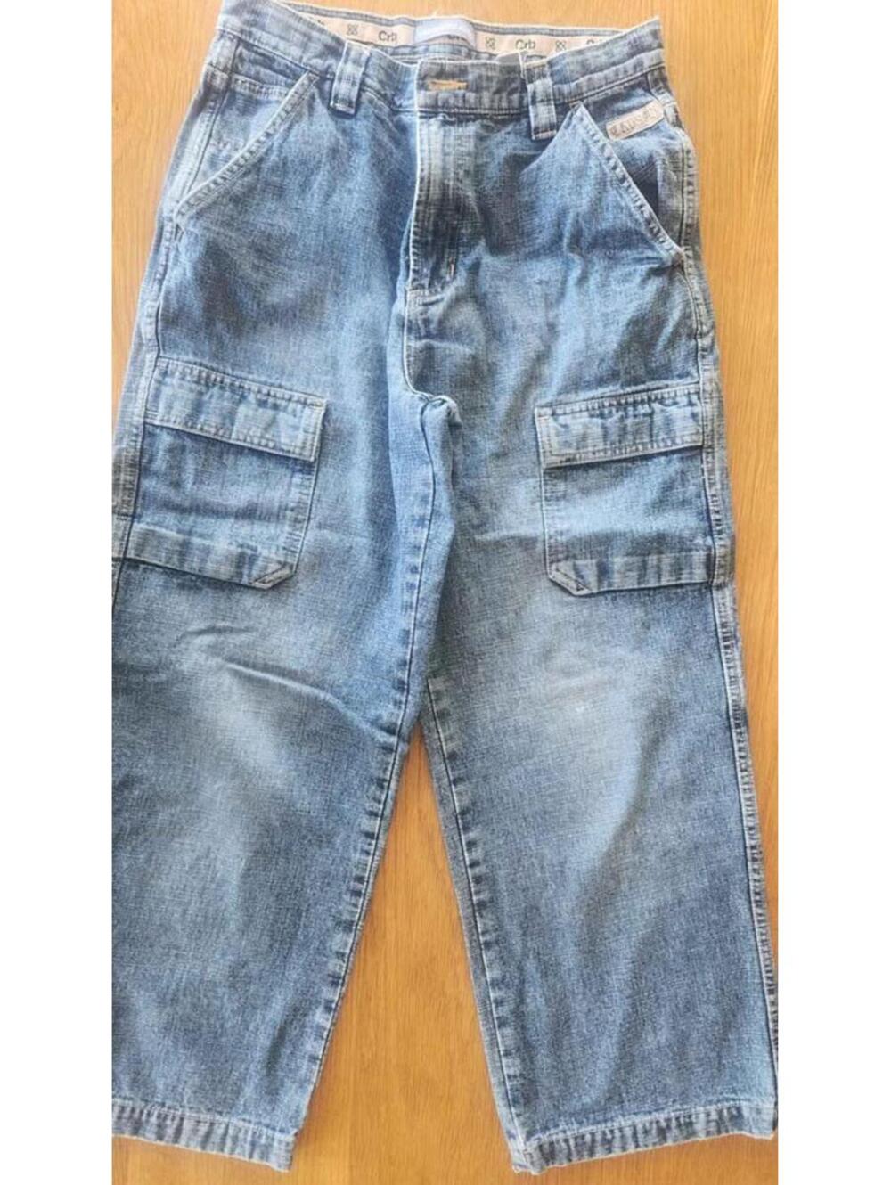 Cargo Jeans Waist 30 Inseam 25" Wide leg opening 9"  Unique BOHO Look